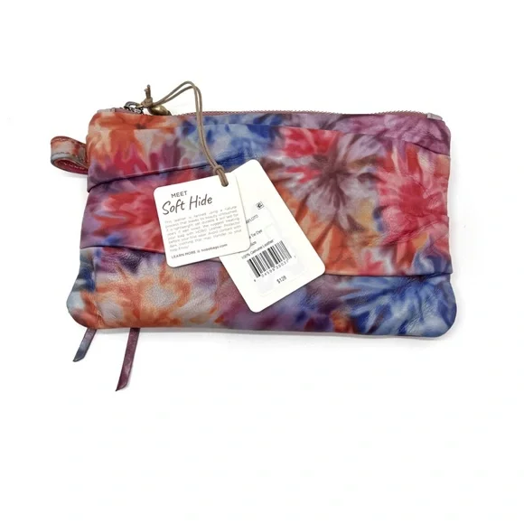 HOBO Waver Floral Tie-Dye Clutch Leather Bag Hard to Find - Picture 10 of 11
